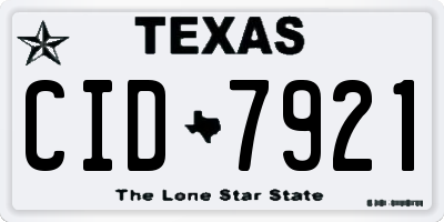 TX license plate CID7921