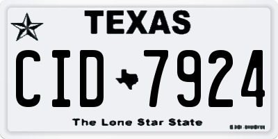 TX license plate CID7924