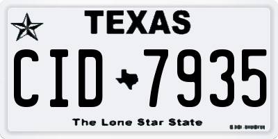 TX license plate CID7935