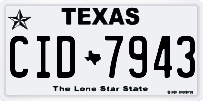 TX license plate CID7943