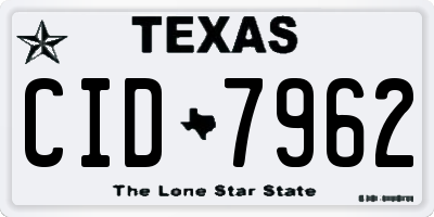 TX license plate CID7962