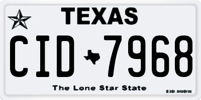TX license plate CID7968