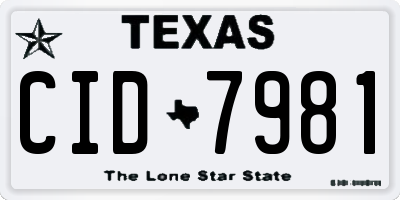 TX license plate CID7981