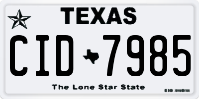 TX license plate CID7985