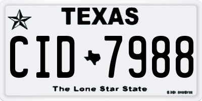 TX license plate CID7988