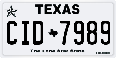 TX license plate CID7989