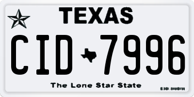 TX license plate CID7996