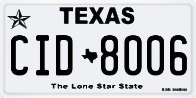 TX license plate CID8006