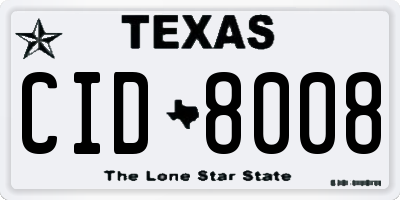 TX license plate CID8008