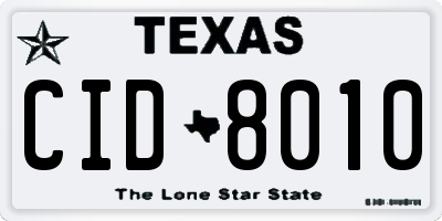 TX license plate CID8010