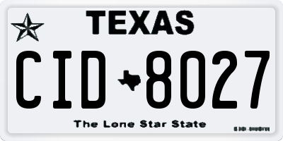 TX license plate CID8027