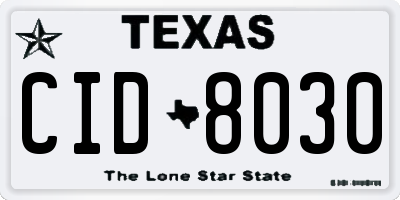 TX license plate CID8030