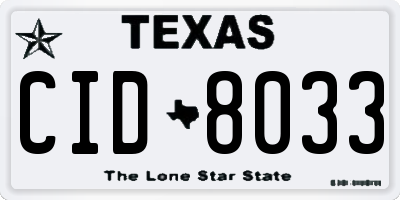 TX license plate CID8033