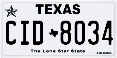 TX license plate CID8034