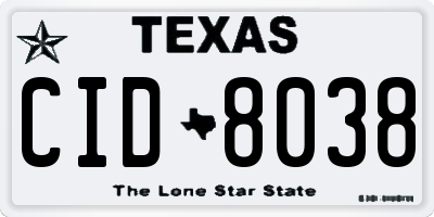 TX license plate CID8038
