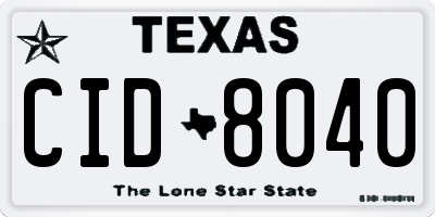 TX license plate CID8040