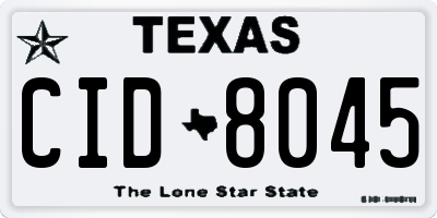 TX license plate CID8045