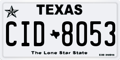 TX license plate CID8053