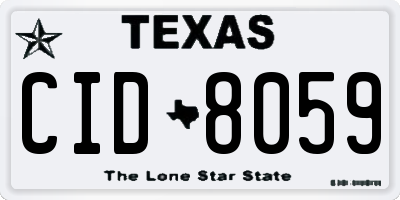 TX license plate CID8059