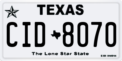 TX license plate CID8070