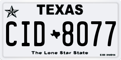 TX license plate CID8077