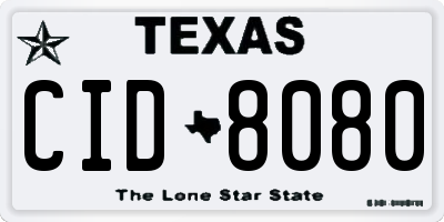 TX license plate CID8080