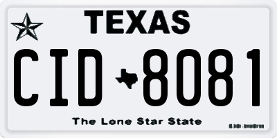 TX license plate CID8081