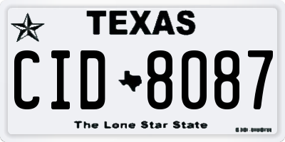 TX license plate CID8087