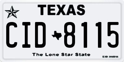 TX license plate CID8115