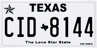 TX license plate CID8144