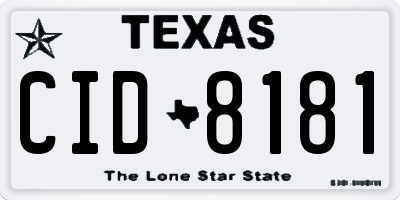 TX license plate CID8181