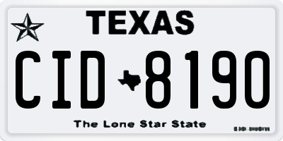 TX license plate CID8190