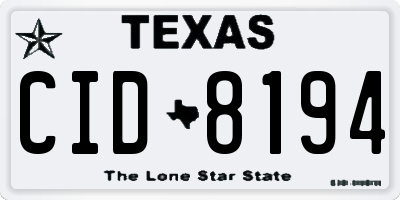 TX license plate CID8194