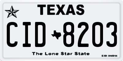 TX license plate CID8203