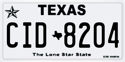 TX license plate CID8204