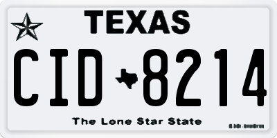 TX license plate CID8214