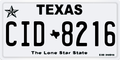 TX license plate CID8216