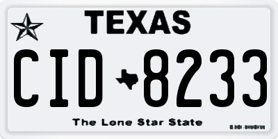 TX license plate CID8233