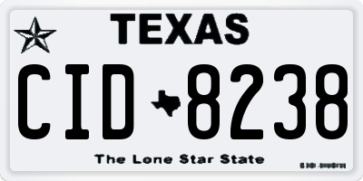 TX license plate CID8238