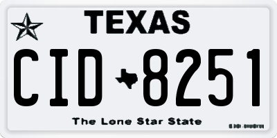 TX license plate CID8251
