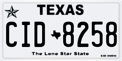 TX license plate CID8258