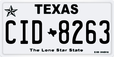 TX license plate CID8263