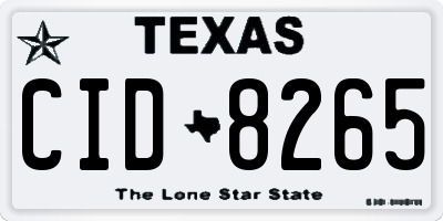 TX license plate CID8265