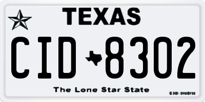 TX license plate CID8302