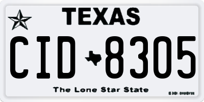 TX license plate CID8305