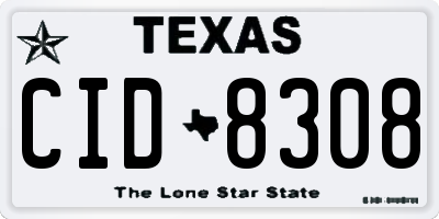 TX license plate CID8308