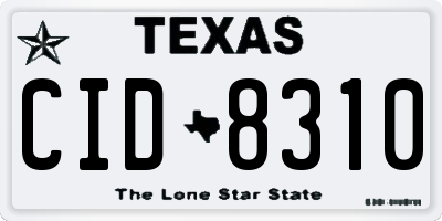 TX license plate CID8310