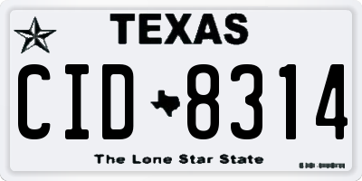 TX license plate CID8314
