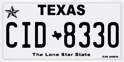 TX license plate CID8330