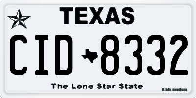 TX license plate CID8332